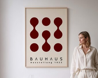 Burgundy Bauhaus Poster: Modernist Mid Century Modern Wall Art Print (Digital Download)