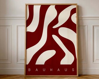 Burgundy Bauhaus Poster: Modernist Mid Century Modern Wall Art Print (Digital Download)