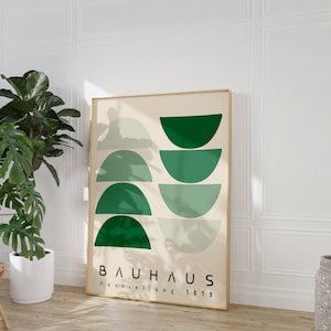 Bauhaus Printable Wall Art, Green Mid Century Modern Minimalist Print, Retro Abstract Bauhaus Wall Art Poster, Vintage Home Art
