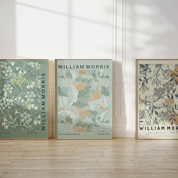 William Morris Printable Wall Art, Gallery Wall Set of 3, William Morris Art Nouveau Print, Living Room Wall Decor, Trendy Morris Download