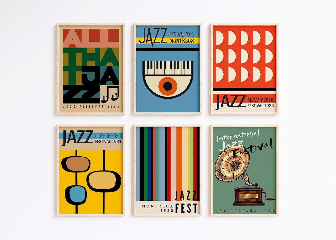 Jazz Festival Printable Wall Art Set of 6, Jazz Festival