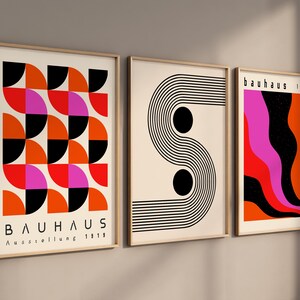 Bauhaus Printable Wall Art Set, Mid Century Modern Art Print Set of 3 ...