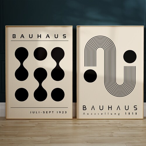 Bauhaus Style Printable Wall Art Mid Century Modern Print Set - Etsy