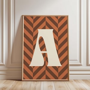 Personalized Letter Print, Custom Initial Printable Wall Art Alphabet Print, Colorful Letter Wall Art, Striped Monogram Print, Letter Poster