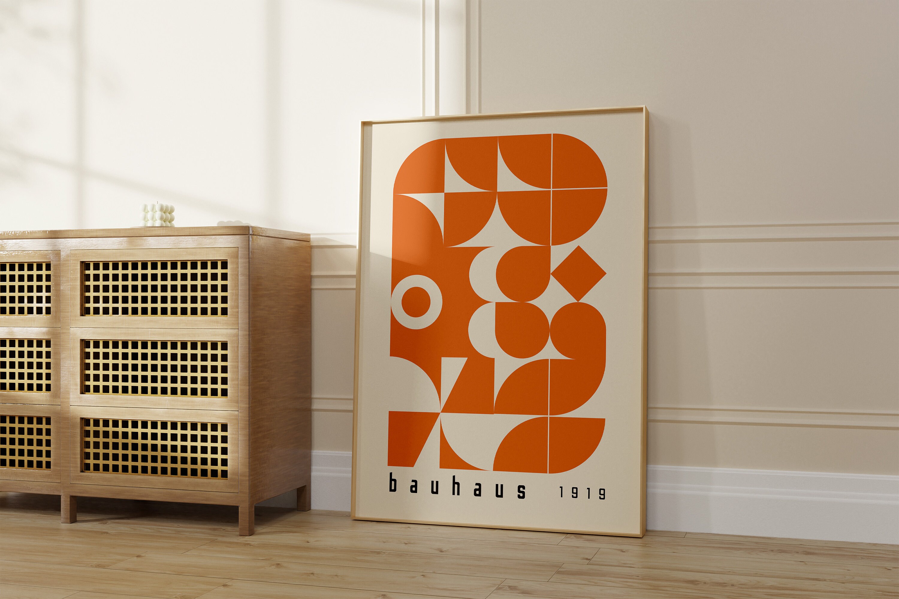 Bauhaus Printable Wall Art Set of 2, Orange Mid Century Modern Print ...