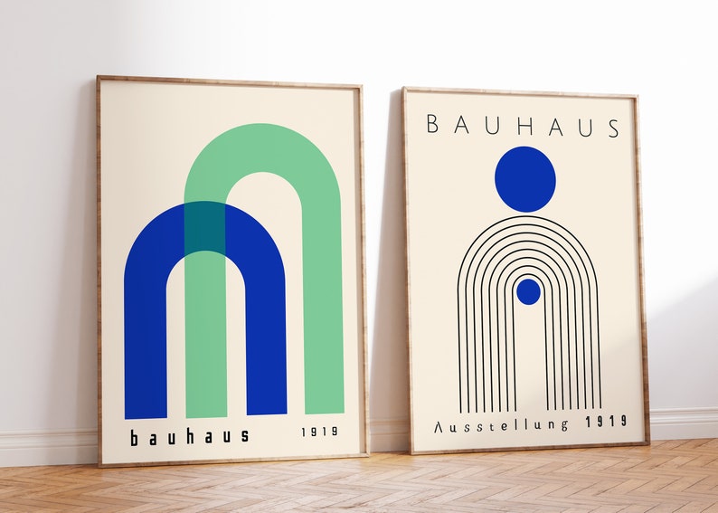 Bauhaus Printable Wall Art Set of 2 Mid Century Modern - Etsy