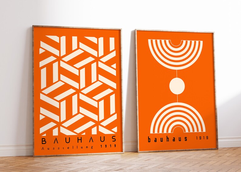 Bauhaus Printable Poster, Mid Century Modern Print Set of 2, Retro ...