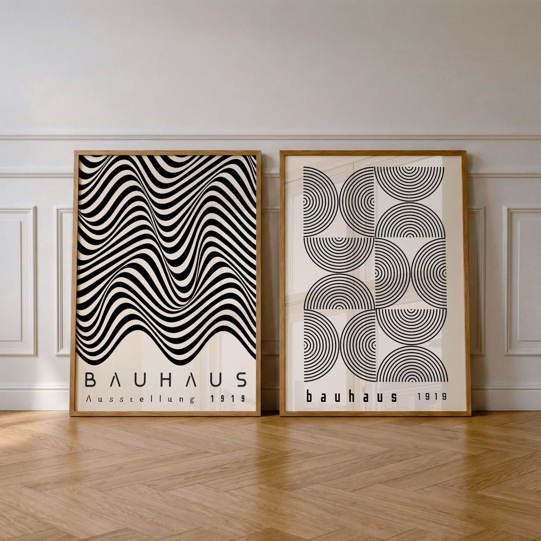 Bauhaus Printable Wall Art Set of 2: Minimalist Line Prints