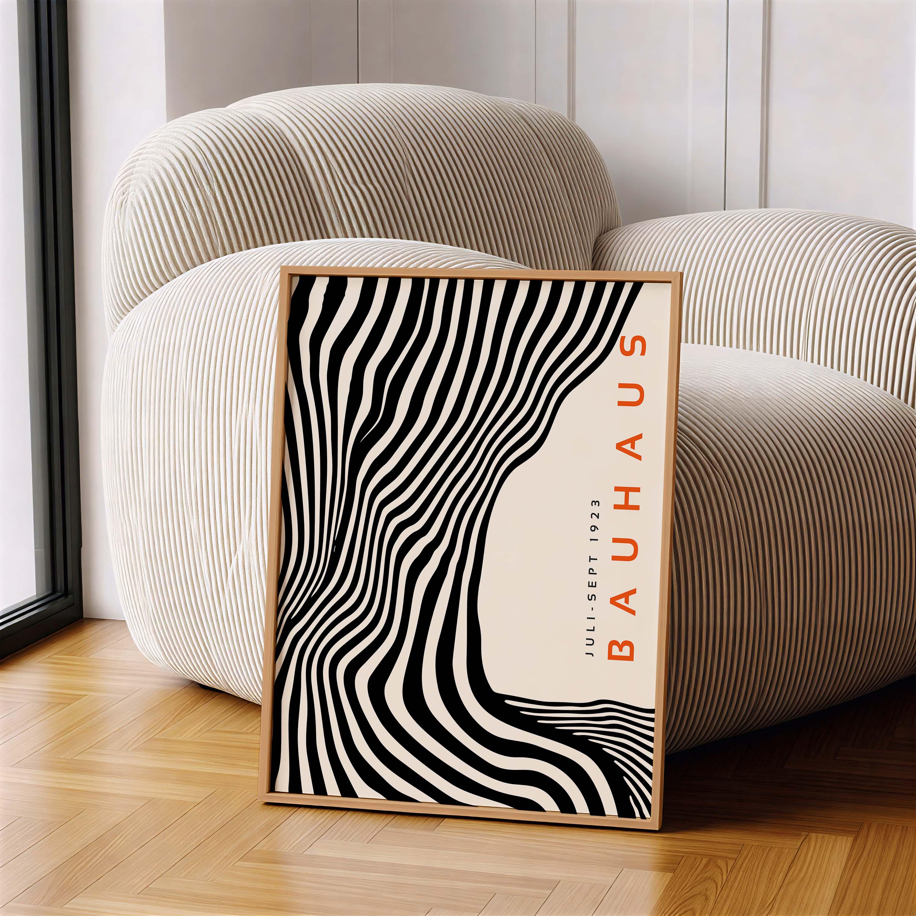 Bauhaus Orange Black Printable Wall Art: Mid Century Set of 6
