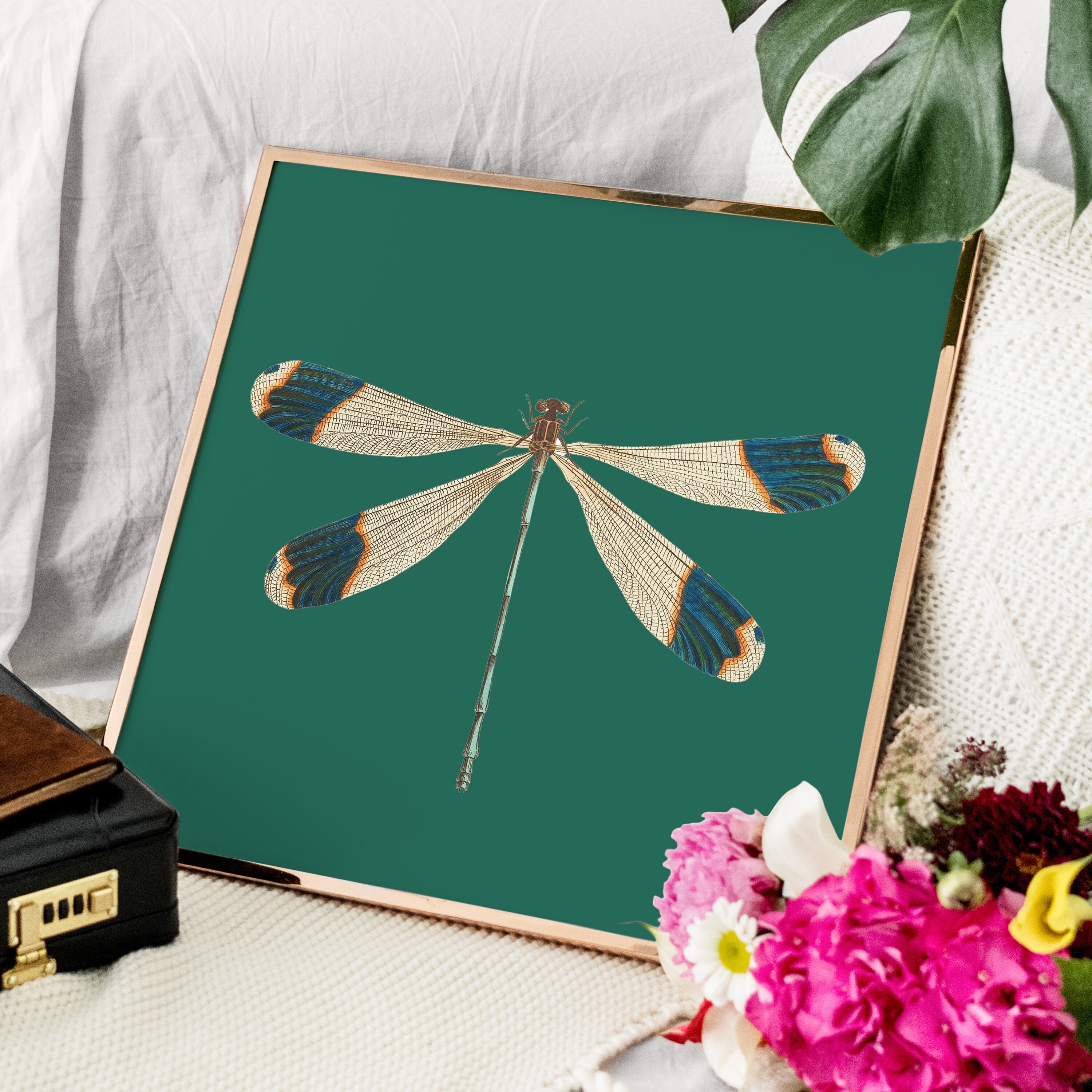 Dragonfly Printable Wall Art Emerald Green Poster Download Etsy