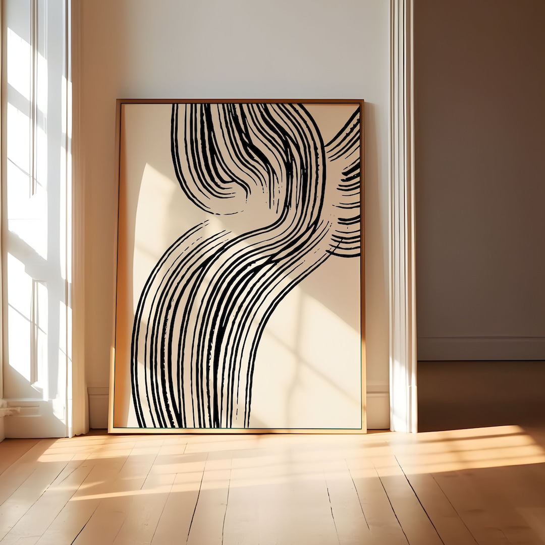 Abstract Black Line Printable Wall Art Large Size Minimalist - Etsy