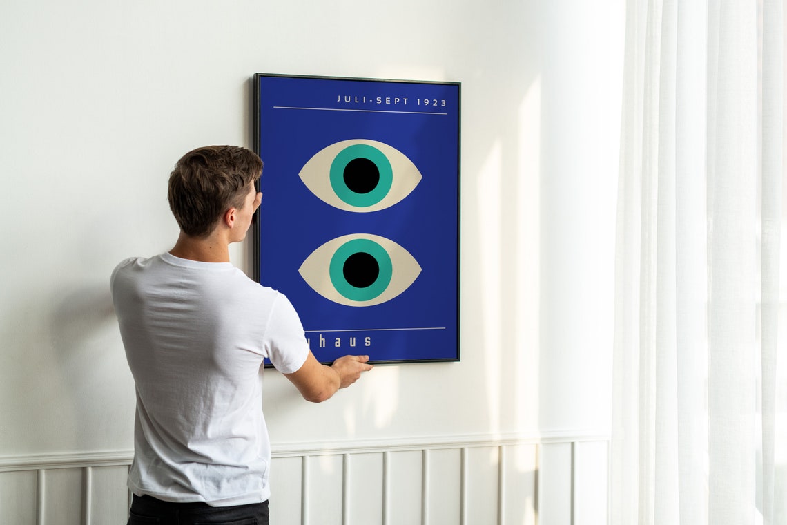 Bauhaus Eye Printable Wall Art Mid Century Modern Print Blue - Etsy