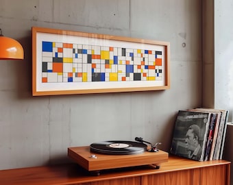 Panoramic Bauhaus Wall Art, 3:1 Horizontal Geometric Print, Above