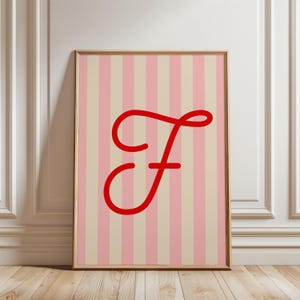 Impresión de letras personalizadas, arte mural imprimible con iniciales personalizadas, arte mural con letras coloridas, impresión de monograma a rayas, póster con letras