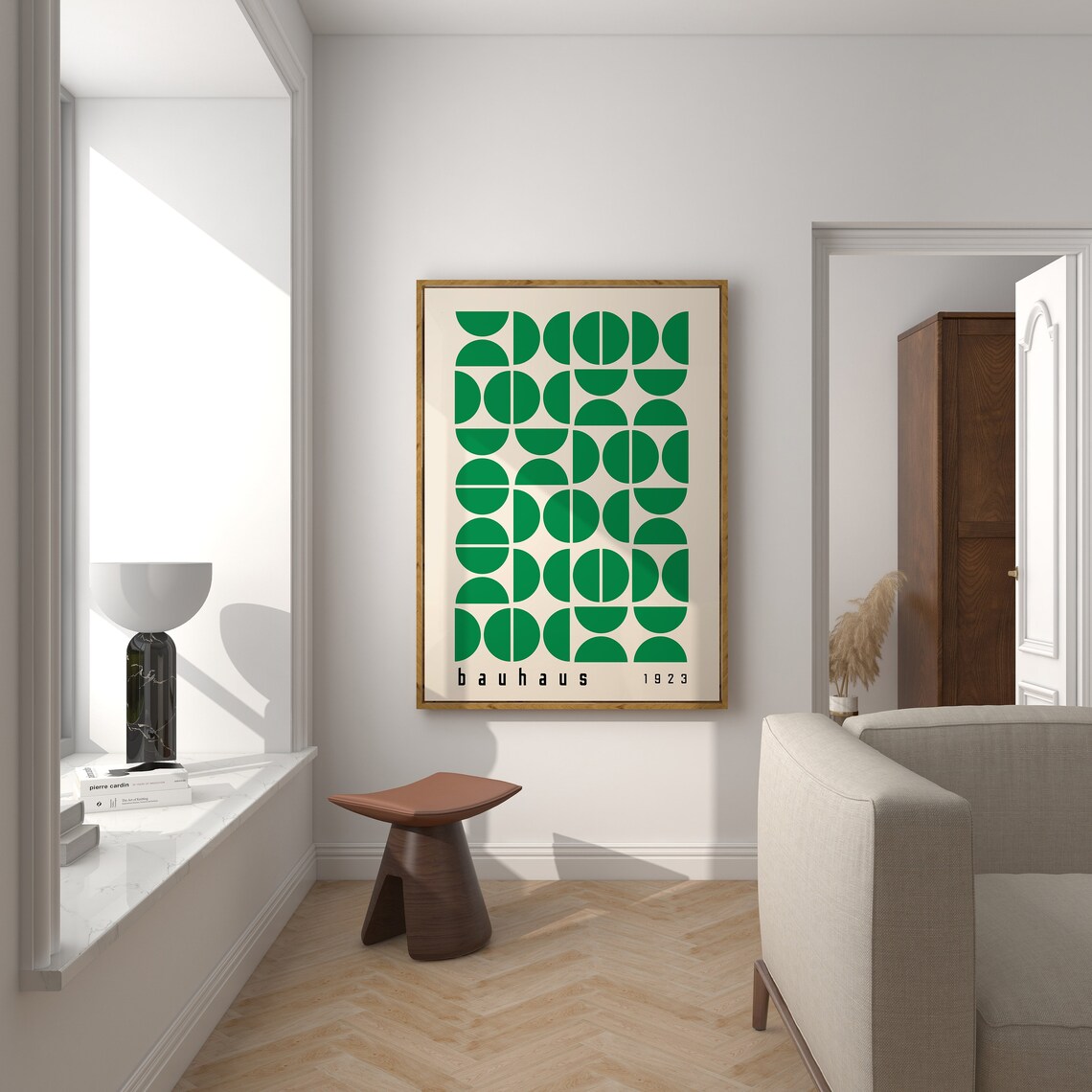 Green Bauhaus Printable Poster Set, Mid Century Modern Print Set of 6 ...