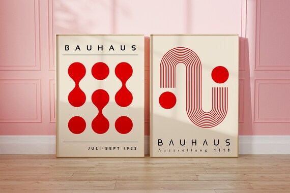 BAUHAUS 64ページ特集本 Bauhaus Print Digital Download, Red Mid Century Modern Print Set