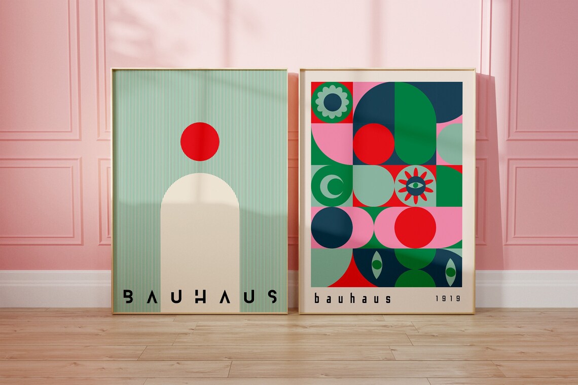 Bauhaus Printable Wall Art Set of 2 Mid Century Modern - Etsy