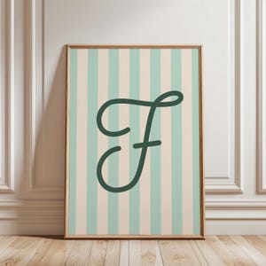 Personalized Letter Print, Custom Initial Printable Wall Art Alphabet Print, Colorful Letter Wall Art, Striped Monogram Print, Letter Poster