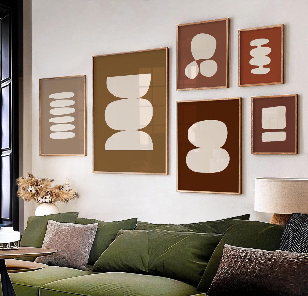 Minimalist Earth Tones Art Print Set: Mid-century Modern Abstract Wall ...