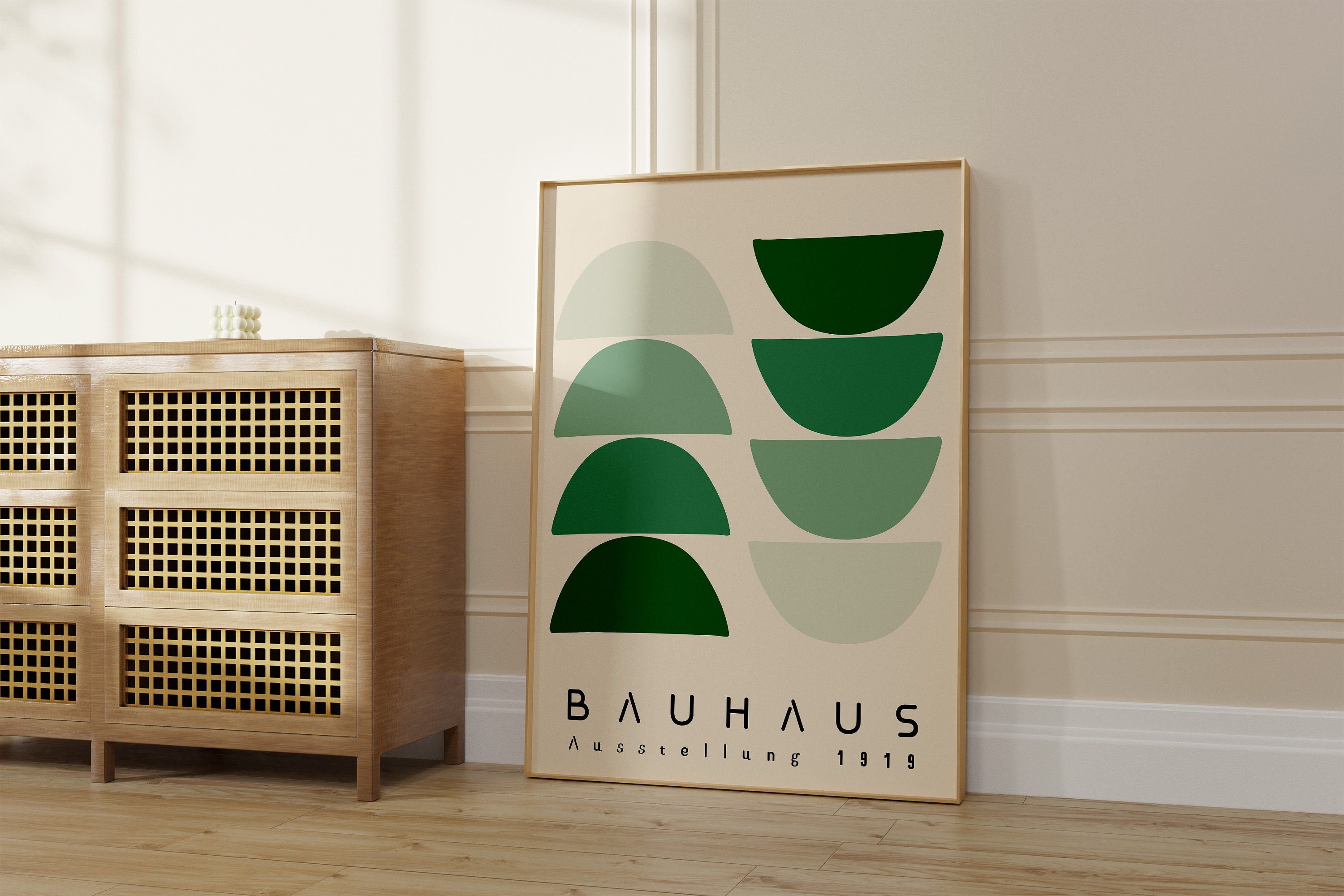 Bauhaus Printable Wall Art, Green Mid Century Modern