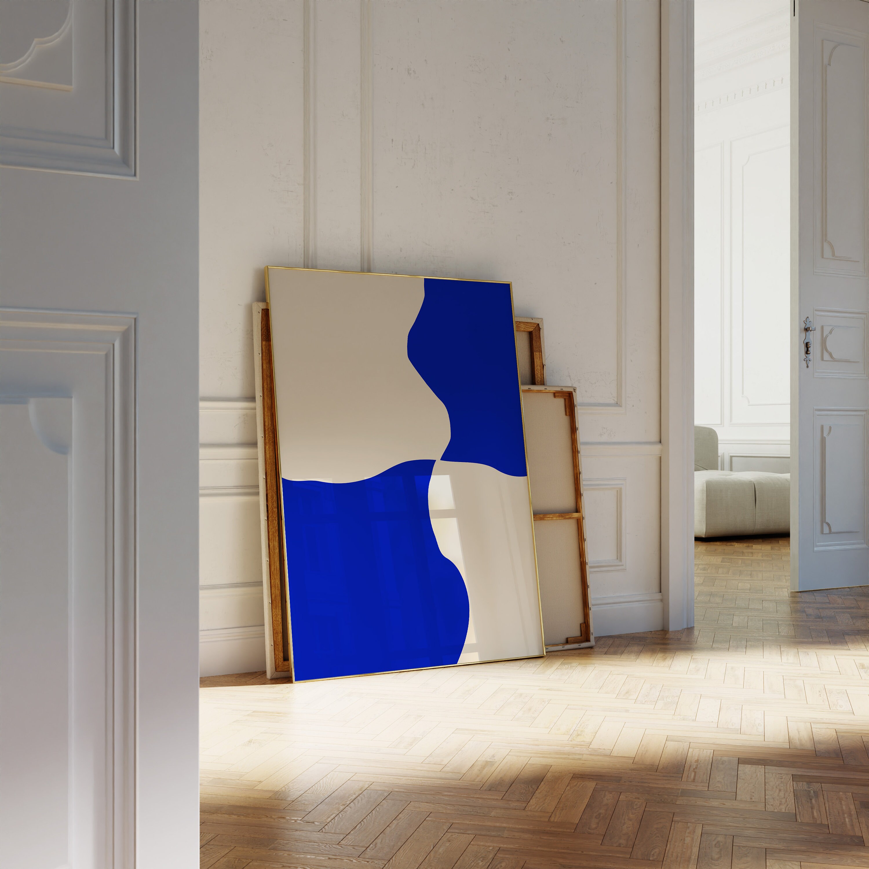 Royal Blue Minimalist Abstract Printable Wall Art Bright Blue Etsy