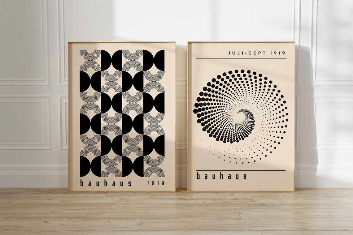 Bauhaus Printable Wall Art Set of 2 Mid Century Modern Print - Etsy