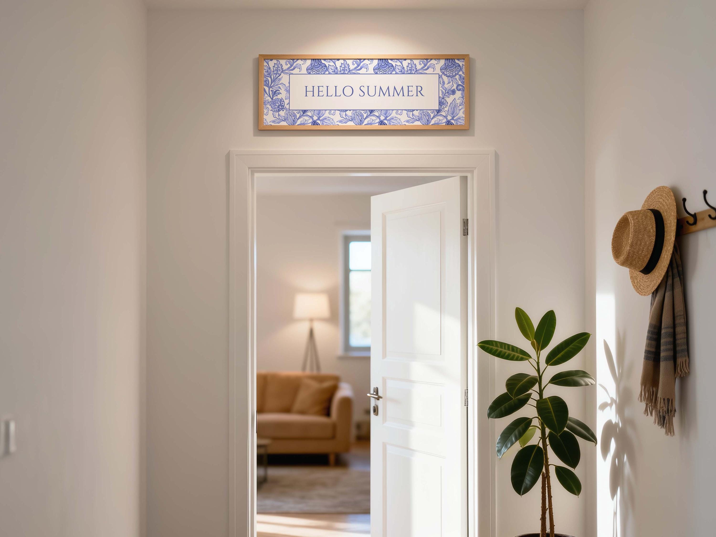 Hello Panoramic Hello Summer 3:1 Panoramic Art Print, Printable Coastal Decor, Cottage ...