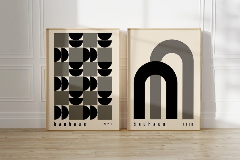 Black Bauhaus Printable Poster Set Mid Century Modern Print - Etsy