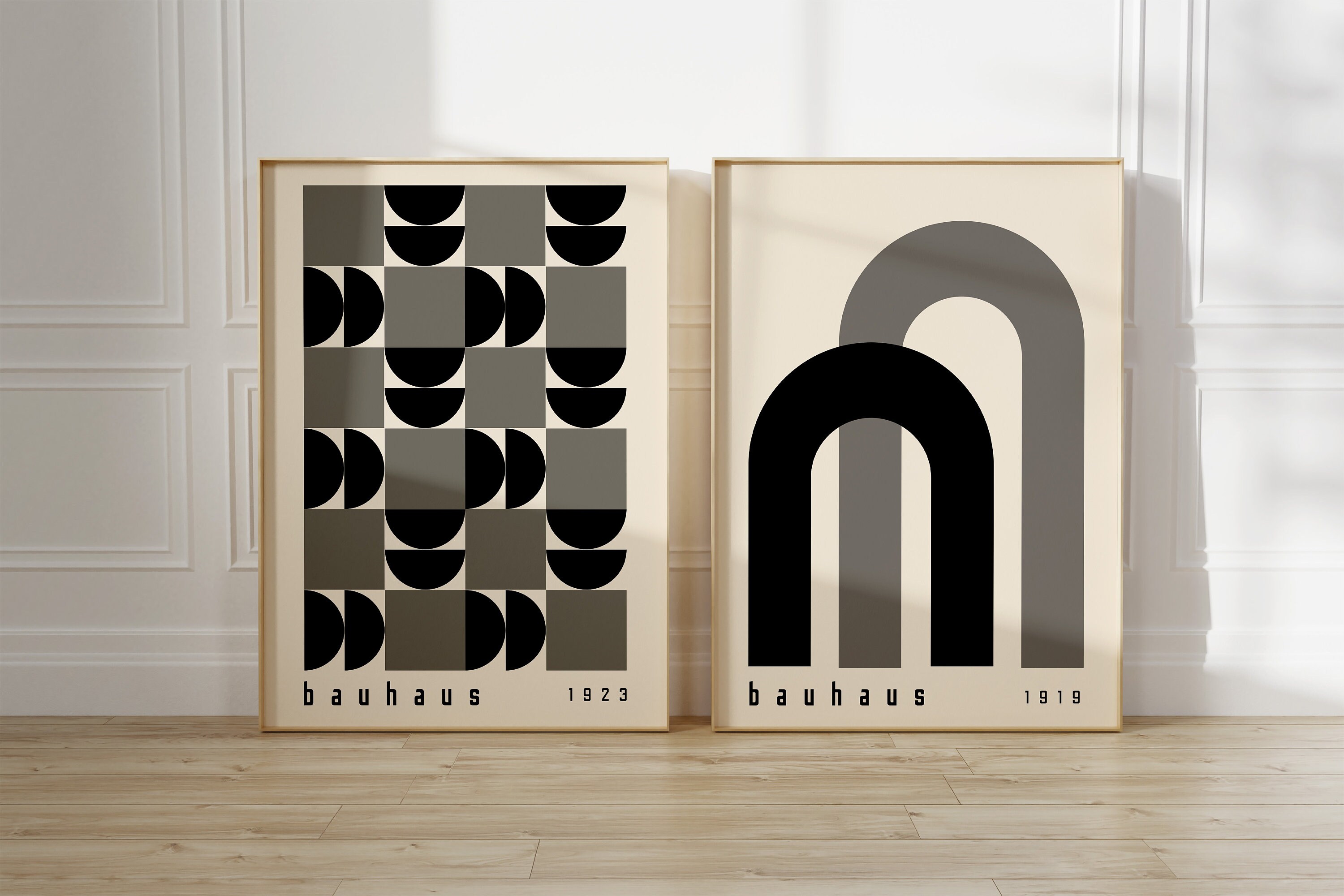 Black Bauhaus Printable Poster Set, Mid Century Modern Print Set of 6 ...