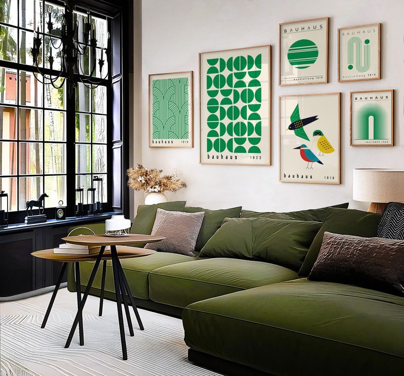 Green Bauhaus Printable Poster Set Mid Century Modern Print - Etsy ...