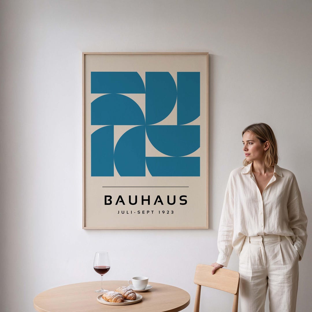 Bauhaus Exhibition Poster: Retro Modern Minimal Home Decor