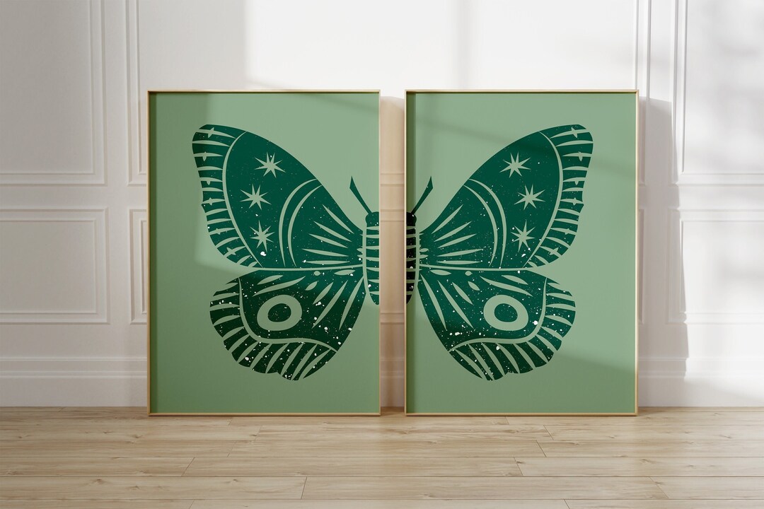 Butterfly Printable Wall Art Set of 2, Butterfly Print Digital Download ...