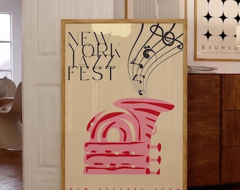 Jazz Festival Printable Wall Art, Retro Jazz Music Art Print Download, Mid Century Modern Wall Decor, Timeless Music Poster, Digital Print