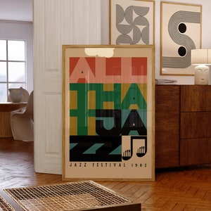 Jazz Festival druckbare Wandkunst, Retro Jazz Musik Druck digitaler Download, Mid Century Modern Print, Vintage Musik Poster, Retro Home Decor