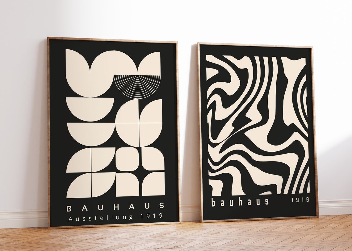 Bauhaus Printable Printable Wall Art Set of 2 Mid Century - Etsy