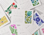 2026 Mini Calendar Cards: Floral Monthly Landscape Printable Calendar Set (PDF Digital Download)