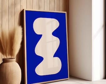 Royal Blue Abstract Art Print: Minimalist Modern Decor (Digital Download)