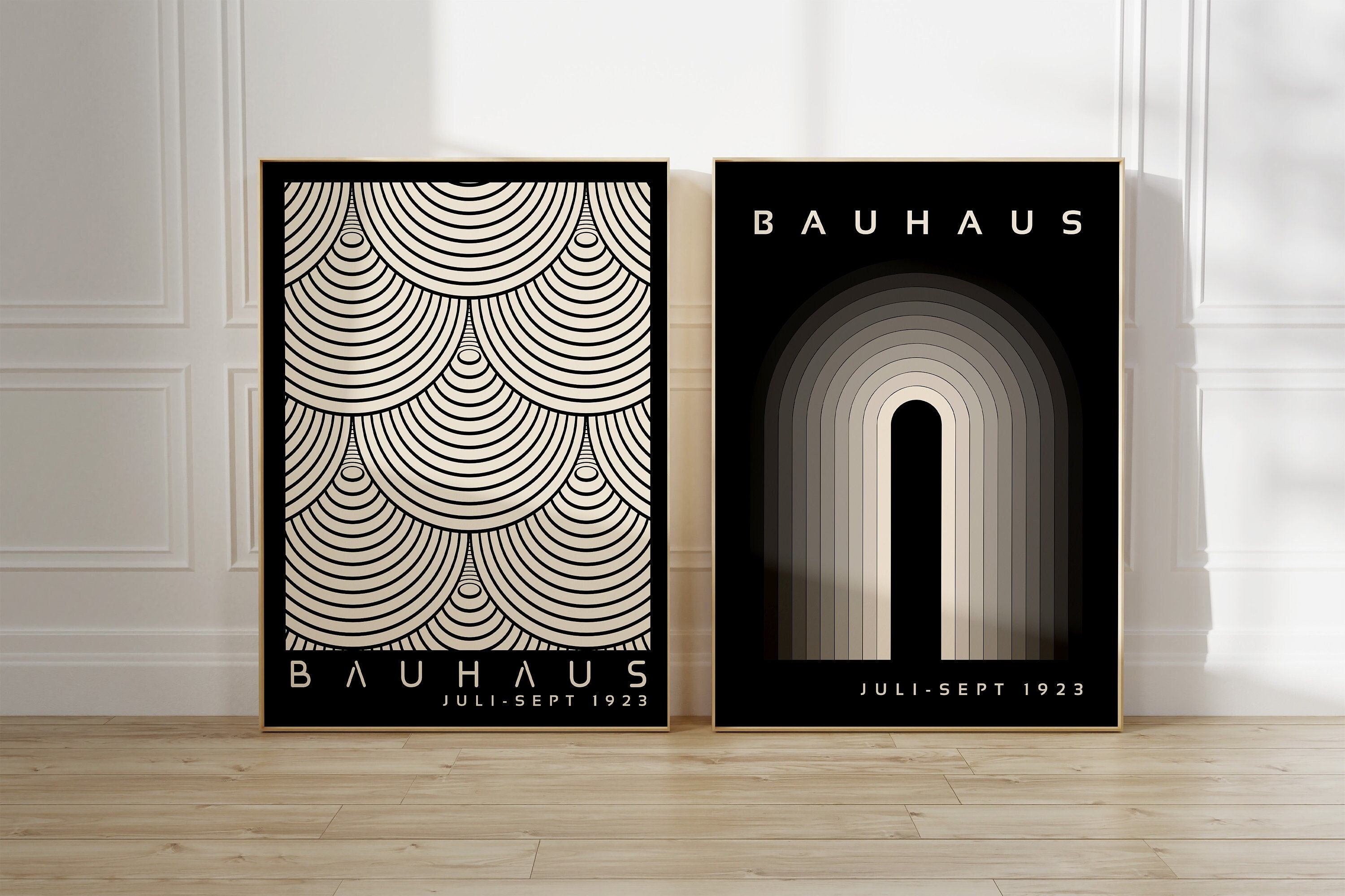 Black Bauhaus Printable Poster Set of 2, Minimalist Abstract
