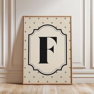Personalized Letter Print, Custom Initial Printable Wall Art  Wall Decor Gift, Elegant Typography Art, French Country Wall Decor