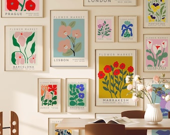 Flower Market Print Set of 20, Botanical Poster Gallery Wall Art