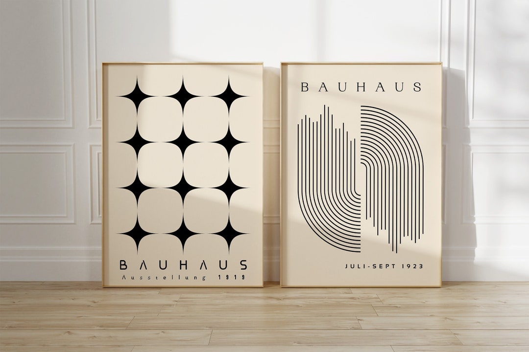 Bauhaus Printable Wall Art Set of 2, Mid Century Modern Print Set ...