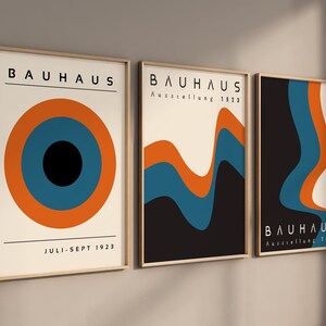Bauhaus Printable Wall Art Set of 3, Mid Century Modern Art Print Set ...