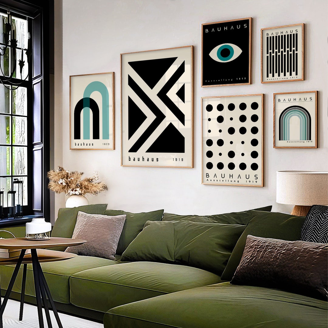Black Bauhaus Printable Poster Set, Mid Century Modern Print Set of 6 ...