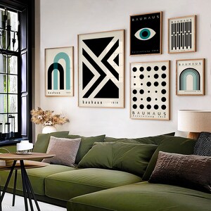 Black Bauhaus Printable Poster Set, Mid Century Modern Print Set of 6 ...