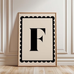 Impresión de letras personalizadas, arte de pared imprimible con iniciales personalizadas, impresión del alfabeto, decoración de pared, regalo, arte imprimible minimalista, arte tipográfico elegante