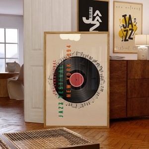 Jazz Festival Printable Wall Art, Jazz Festival Poster Print, Retro Jazz Music Digital Download, Vinyl Art Print, Vintage Musical Poster