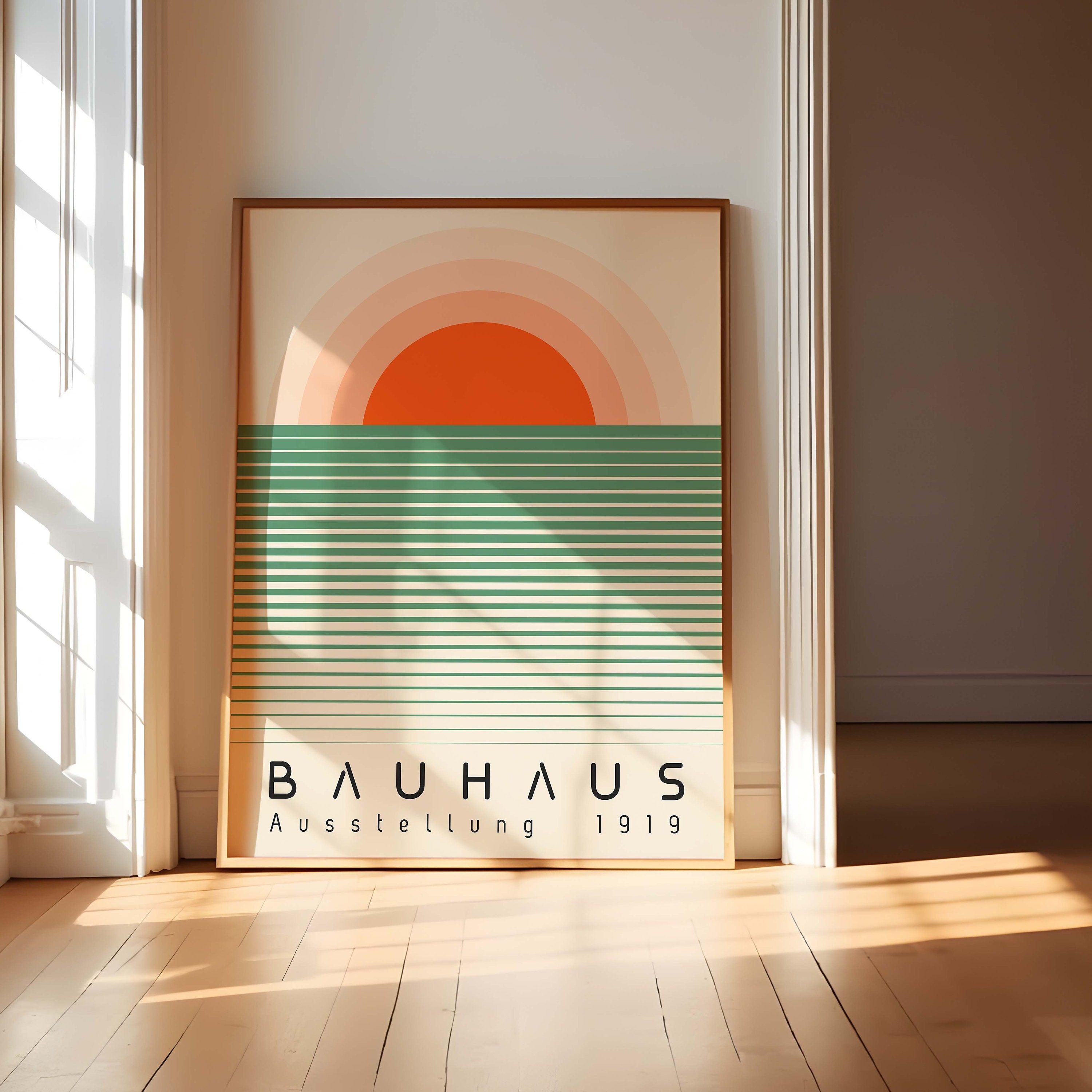 Bauhaus Printable Wall Art, Mid Century Modern Print, Sun Minimalist Art Print, Retro Bauhaus Print, Geometric Exhibition Poster Digital
