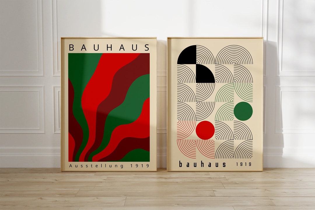 Bauhaus Printable Wall Art Set of 2, Retro Bauhaus Print Set