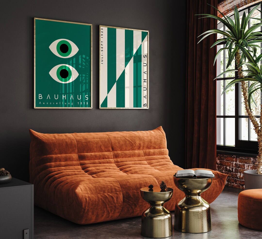 Bauhaus Printable Wall Art Set of 2, Mid Century Modern Minimalist ...