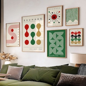 Bauhaus Printable Wall Art Set of 6, Retro Art Print Set,  Mid Century Modern Poster Print, Contemporary Home Decor Art Print